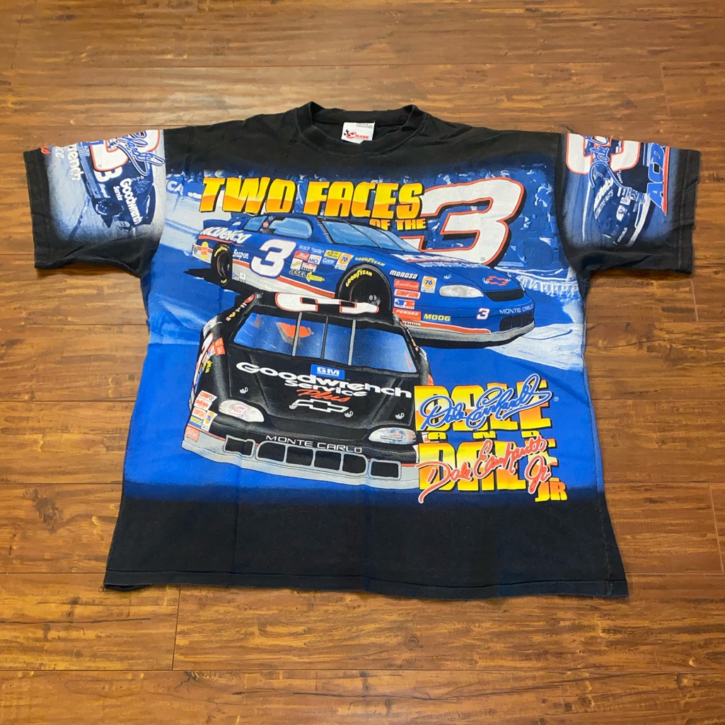 Vtg 90’s Dale Earnhardt “Two Faces Of The 3” All Over Print Shirt, Size: Xxl